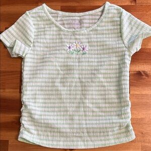 Garanimals Light Green Striped Tee with Floral Detail
